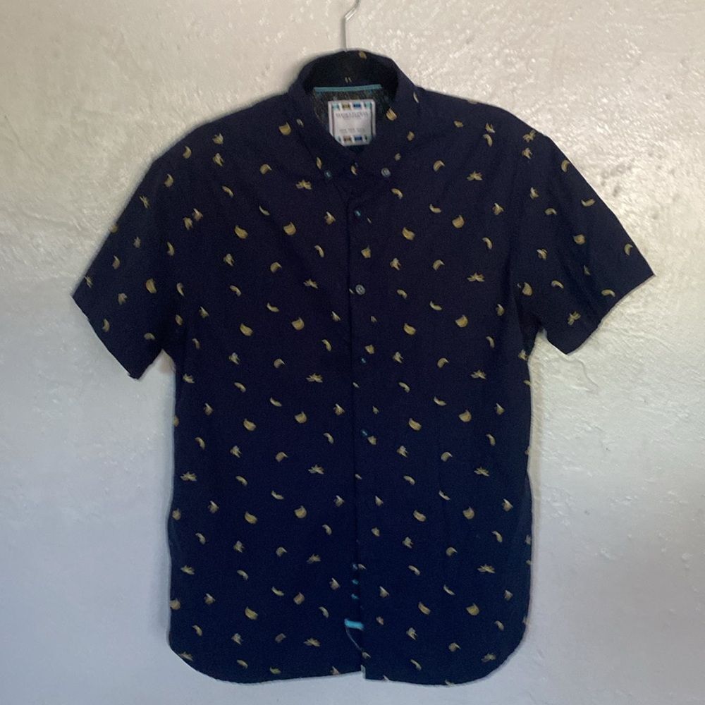 Denim Flower Button Up Shirt Size M